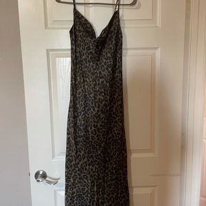 ZARA leopard slip dress with cowl neck